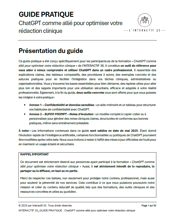 Guide pratique: ChatGPT comme allié pour votre rédaction clinique et SUPER PROMPT-Notes d&