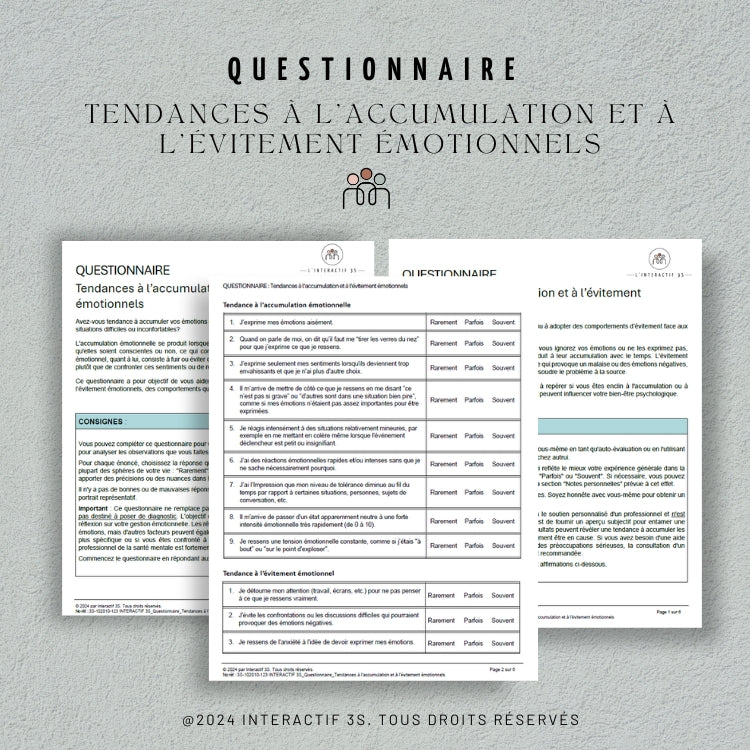 Tendances à l’accumulation et à l’évitement émotionnels. Questionnaire