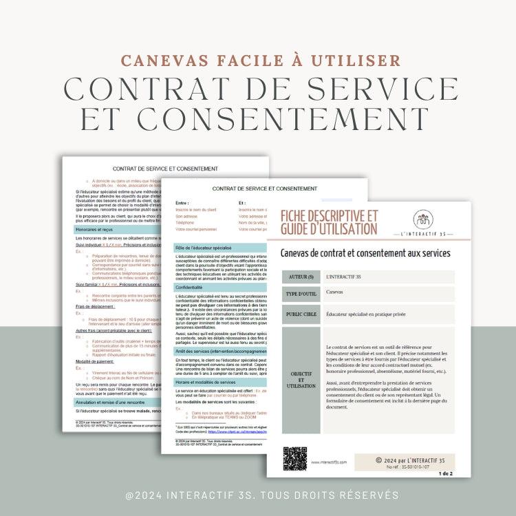 Contrat et consentement aux services, canevas. 4 p. - L&