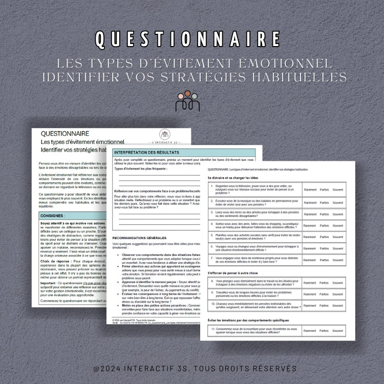 Les types d’évitement émotionnel: identifier vos stratégies habituelles. Questionnaire