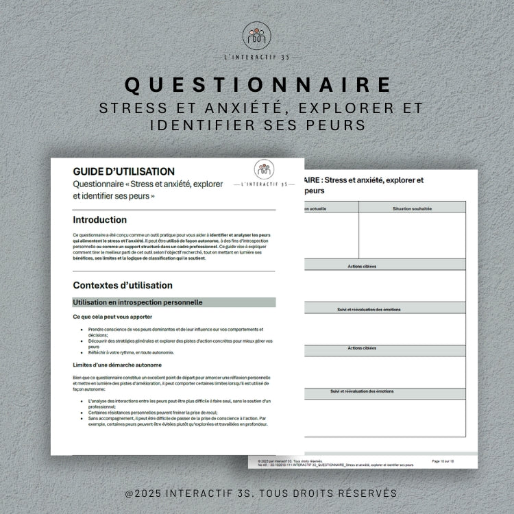 Stress et anxiété, explorer et identifier ses peurs. Questionnaire
