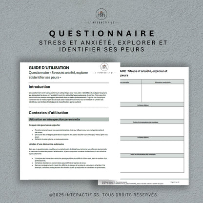 Stress et anxiété, explorer et identifier ses peurs. Questionnaire