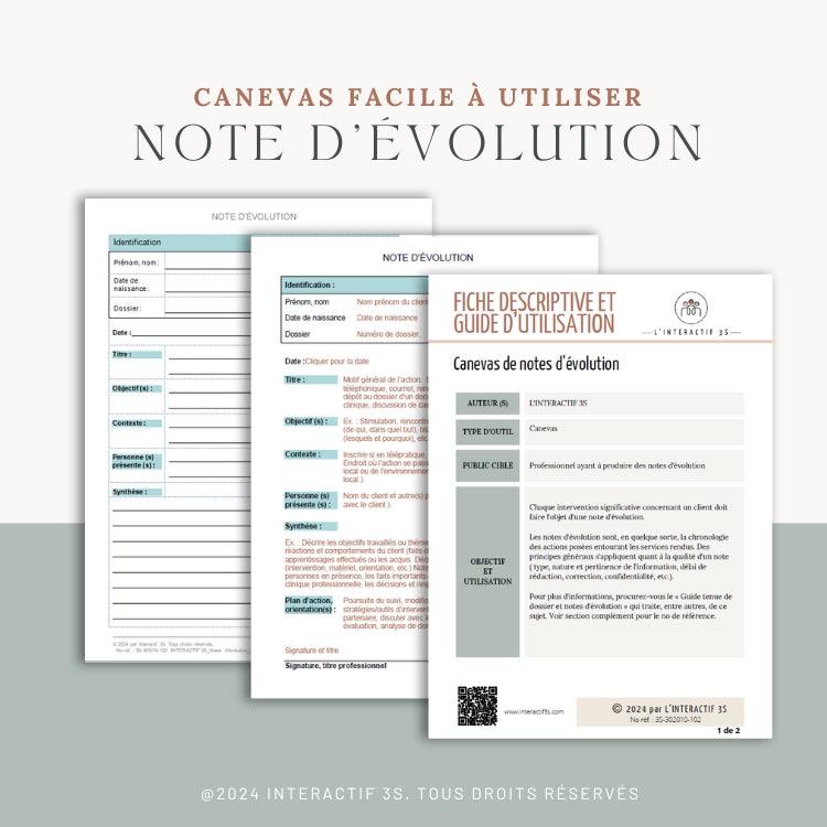 Note Devolution Note d'évolution, canevas. 1 p. – L'interactif 3S